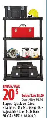 Canadian Tire Mastercraft Adjustable 4-Shelf Resin Rack offer