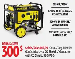 Canadian Tire Champion Generator with CO Shield offer