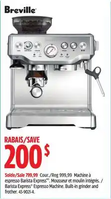 Canadian Tire Breville Barista Express Espresso Machine offer
