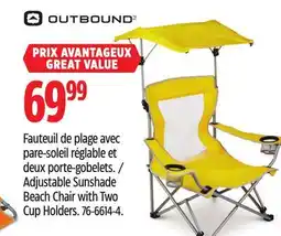 Canadian Tire Adjustable Sunshade Beach Chair with Two Cup Holders offer