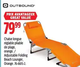 Canadian Tire Adjustable Folding Beach Lounger, Orange offer