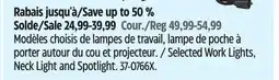 Canadian Tire MotoMaster Selected Work Lights, Neck Light and Spotlight offer