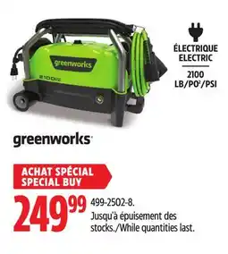 Canadian Tire Greenworks Pressure Washer offer