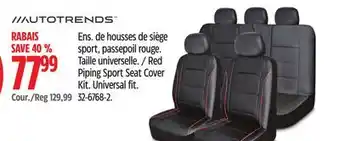 Canadian Tire Autotrends Red Piping Sport Seat Cover Kit offer