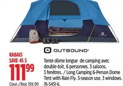 Canadian Tire Outbound Long Camping 6-Person Dome Tent with Rain Fly offer