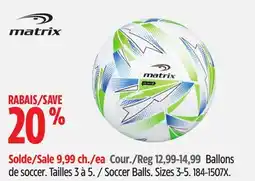 Canadian Tire Matrix Soccer Balls offer