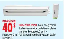 Canadian Tire Foodsaver 2-in-1 Full-Size and Handheld Vacuum Sealer offer