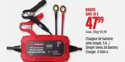 Canadian Tire Motomaster Simple Series 3A Battery Charger offer