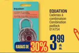 Jean Coutu EQUATION Combination padlock offer