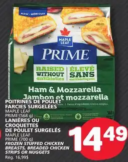 Marché Bonichoix MAPLE LEAF FROZEN STUFFED CHICKEN BREASTS, BREADED CHICKEN STRIPS OR NUGGETS offer