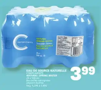 Marché Bonichoix COMPLIMENTS NATURAL SPRING WATER offer