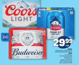 Marché Bonichoix BUDWEISER, COORS LIGHT OR SLEEMAN CLEAR 2.0 BEER offer
