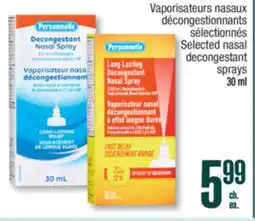 Jean Coutu Personnelle Selected nasal decongestant sprays offer