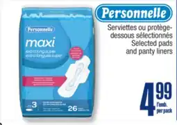 Jean Coutu PERSONNELLE Selected pads and panty liners offer