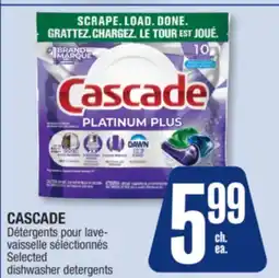 Jean Coutu CASCADE Selected dishwasher detergents offer