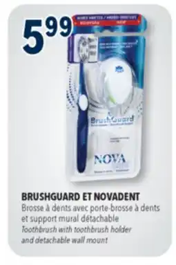 Familiprix BRUSHGUARD ET NOVADENT, Toothbrush with toothbrush holder and detachable wall mount offer