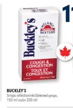 Familiprix BUCKLEY'S, Selected syrups, 150 ml or 200 ml offer