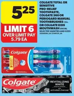 Real Canadian Superstore Colgate total or sensitive pro-relief toothpaste, colgate 360 or periogard manual toothbrushes offer