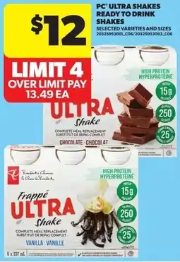 Real Canadian Superstore Pc ultra shakes ready to drink shakes offer
