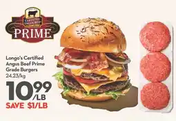 Garden Foods Longo's Certified Angus Beef Prime Grade Burgers offer