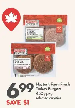 Garden Foods Hayter's Farm Fresh Turkey Burgers offer