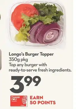 Garden Foods Longo's Burger Topper offer