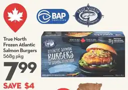 Garden Foods True North Frozen Atlantic Salmon Burgers offer