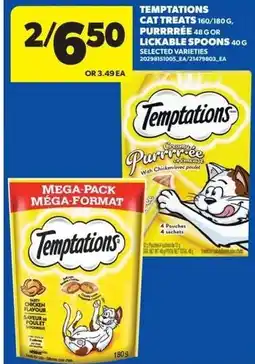 Real Canadian Superstore Temptations cat treats, purrrrée or lickable spoons offer