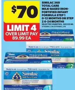 Real Canadian Superstore Similac 360 total care milk-based iron- fortified infant formula step 1 0-12 months or step 26-24 months offer