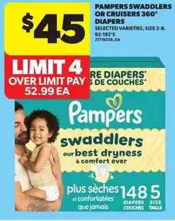 Real Canadian Superstore Pampers swaddlers or cruisers 360° diapers offer