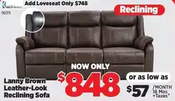 Surplus Furniture Lanny Brown Leather-Look Reclining Sofa offer