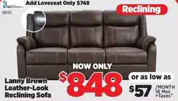 Surplus Furniture Lanny Brown Leather-Look Reclining Sofa offer