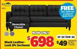Surplus Furniture Black Leather- Look Sectional offer