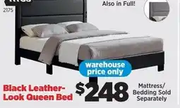 Surplus Furniture Black Leather- Look Queen Bed offer