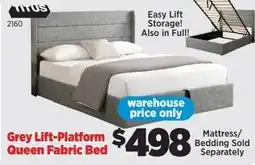 Surplus Furniture Grey Lift-Platform Queen Fabric Bed offer