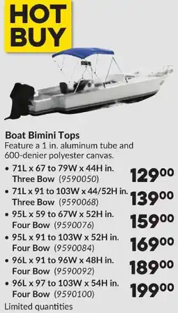 Princess Auto Boat Bimini Tops offer