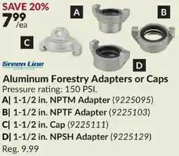 Princess Auto Green Line Aluminum Forestry Adapters or Caps offer