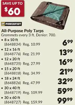 Princess Auto POWERFIST All-Purpose Poly Tarps offer