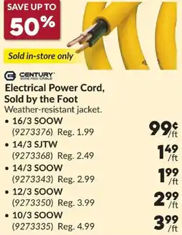 Princess Auto Century Electrical Power Cord, Sold by the Foot offer