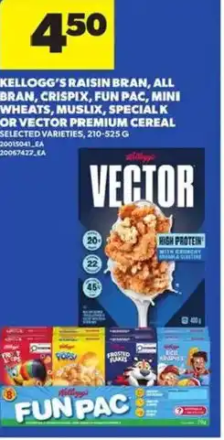 Atlantic Superstore Kellogg's raisin bran, all bran, crispix, fun pac, mini wheats, muslix, special k or vector premium cereal offer