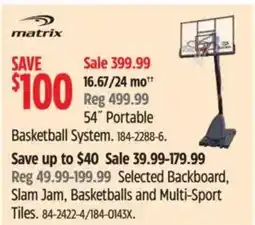 Canadian Tire 54" Portable Basketball System. offer