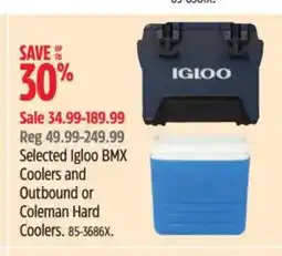 Canadian Tire Selected Igloo BMX Coolers and Outbound or Coleman Hard Coolers offer
