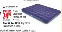 Canadian Tire OUTBOUND Queen Single-High Flocked Air Bed offer