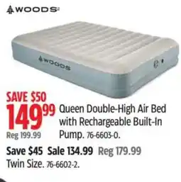 Canadian Tire WOODS Queen Double-High Air Bed with Rechargeable Built-In Pump. offer