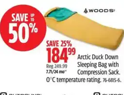 Canadian Tire WOODS Arctic Duck Down Sleeping Bag with Compression Sack 0°C temperature rating offer