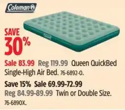 Canadian Tire COLEMAN Queen QuickBed Single-High Air Bed offer
