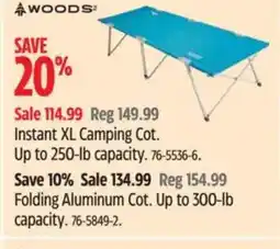 Canadian Tire WOODS Instant XL Camping Cot offer
