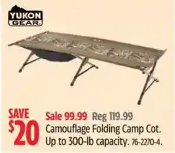Canadian Tire YUKON GEAR Camouflage Folding Camp Cot offer