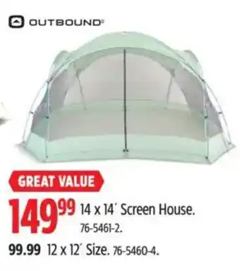 Canadian Tire OUTBOUND 14 x 14' Screen House offer