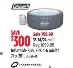 Canadian Tire COLEMAN Inflatable Spa. Fits 4-6 adults. offer
